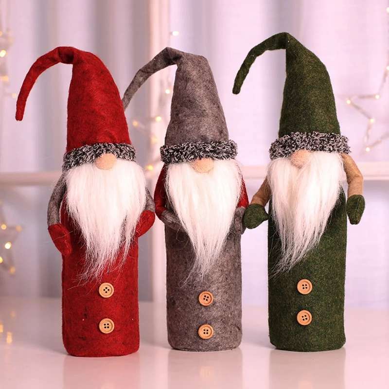 Рождественские гномы винные бутылки крышка, ручной работы шведский Tomte Gnomes винные бутылки топперы Санта Клаус бутылки Сумки с кулиской St
