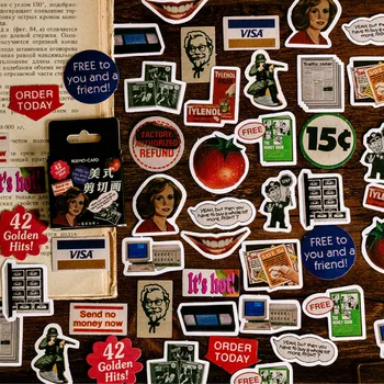 

46Pcs Vintage Creative Stickers Retro Cartoon Decorative Adhesive Sticker Diary Scrapbooking Stick Label Stationery