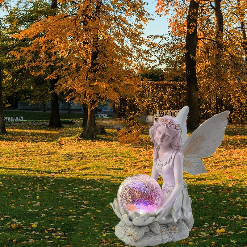Statue Ange résine Leyde coeur H24 - Flora Deco - Noël Féerique