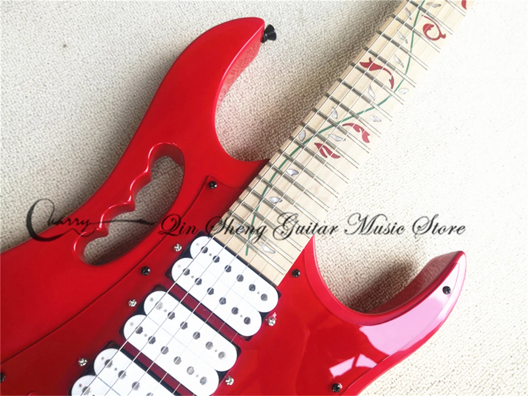 Order booking 6 strings electric guitar red flower inlay tremolo bridge HHH pickups black buttons | Спорт и развлечения