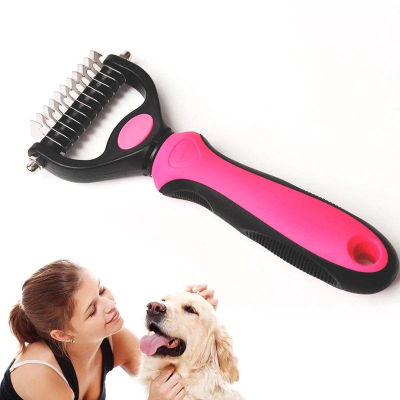 Расческа для удаления волос для собак, кошек, Detangler, меховая обрезка, Dematting, щетка для очистки, инструмент для ухода, один/двухсторонний гребень|Расчески для собак|   | АлиЭкспресс
