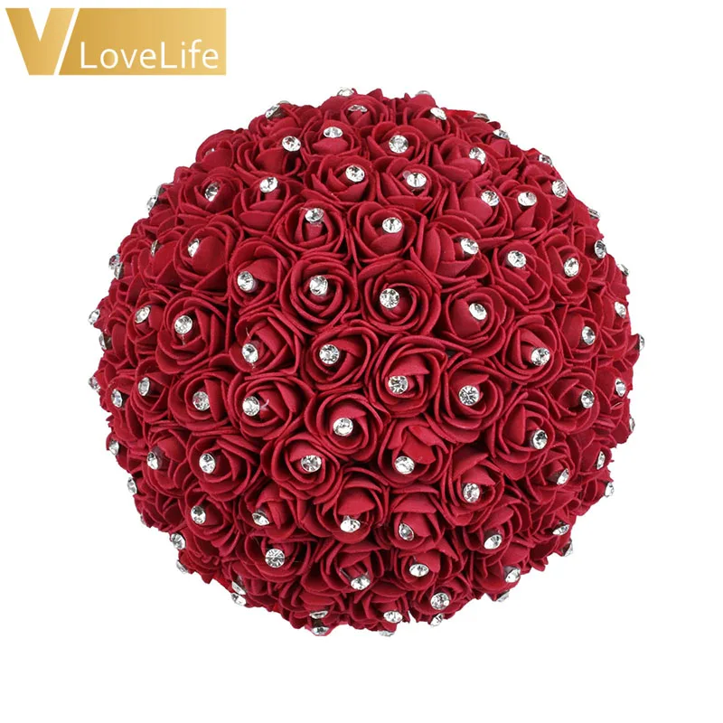 1 шт. роза красный букет невесты|Искусственные и сухие цветы| |