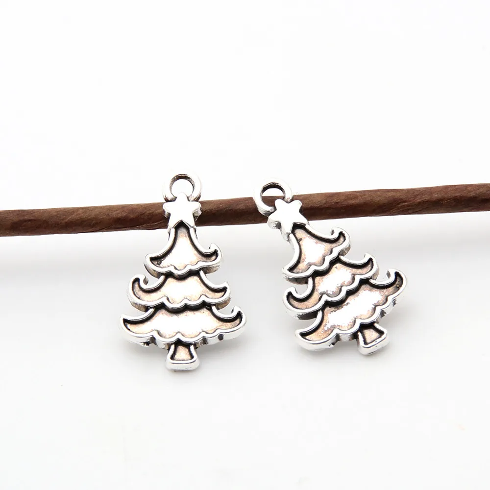 20pcs Silver Color Christmas Tree Charms Makig Plant Pine Pendant