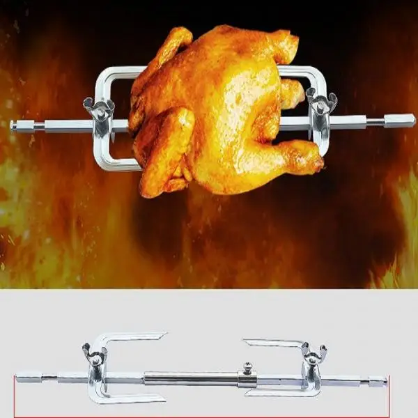 BBQ Sti Spin Roasting Fork Rotate Grill Chien Sausage Brochettes