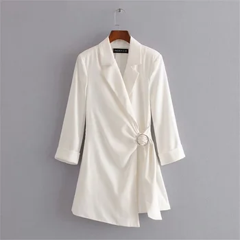 

2020 summer women's new V-neck long-sleeved temperament casual suit asymmetric design was slim and waist jumpsuit