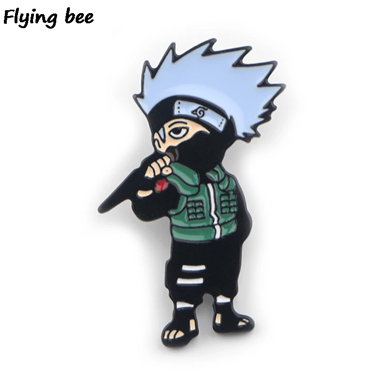 

Flyingbee Naruto Anime Pins Brooch and Pin fashion clothes Enamel Pins Badges Lapel pin Brooches Badge for women men X0422