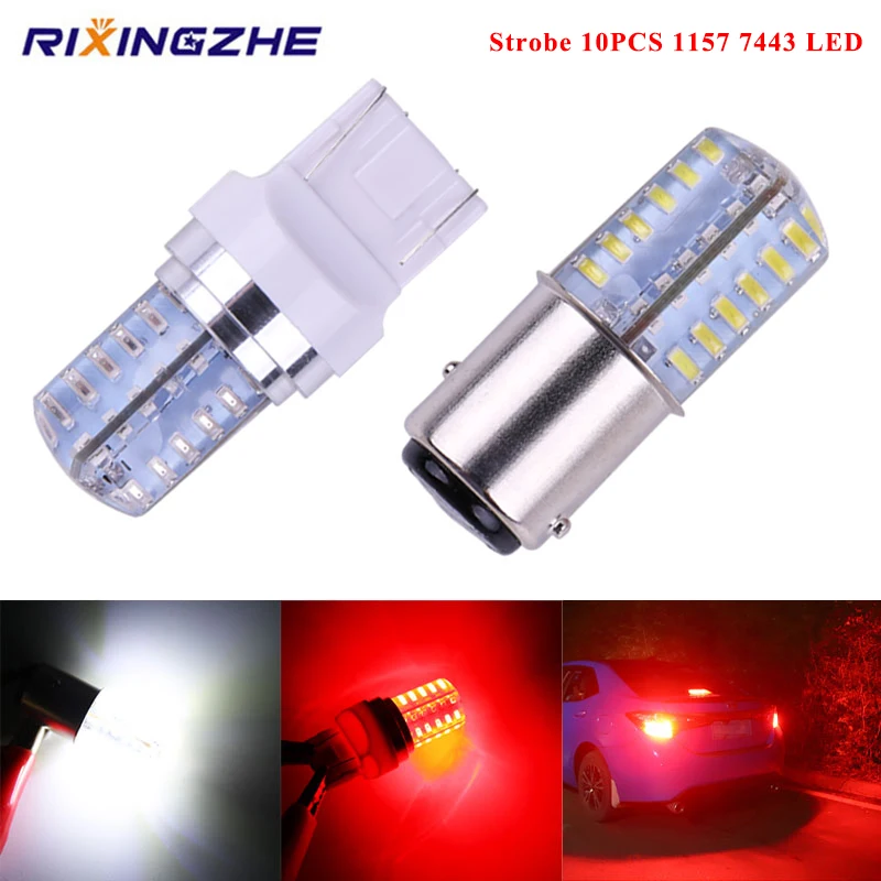 

10pcs 12V 7443 led BAY15D 1157 p21/5w Canbus Bulb T20 7440 w21/5w lamps for Auto car High and low brightness car brake lights