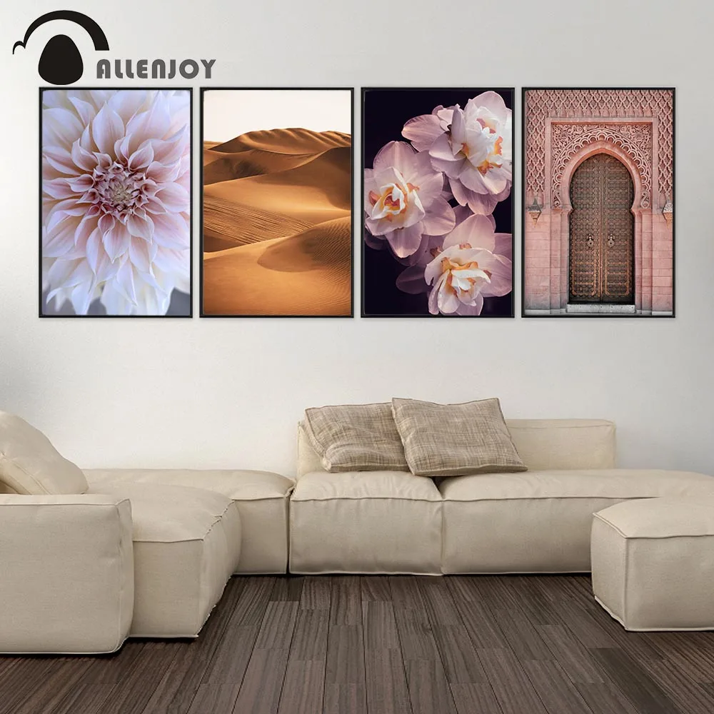 

Allenjoy Islamic Canvas Posters Flowers Desserts Masjid Ancient Gates Wall Pictures Nordic Vintage Canvas Paintings Home Decor