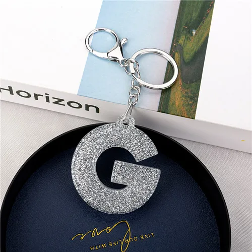 1PC Women Keychains  Handbag  Car Pendants 26 English Letter Keyring  Charms   Glitter Resin Word G