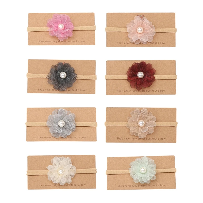 

Baby Girl Fashion Pearl Flowers Elastic Nylon Hairband Cute Princess Headband Children Headwear Infant Accessories Birthday Gift