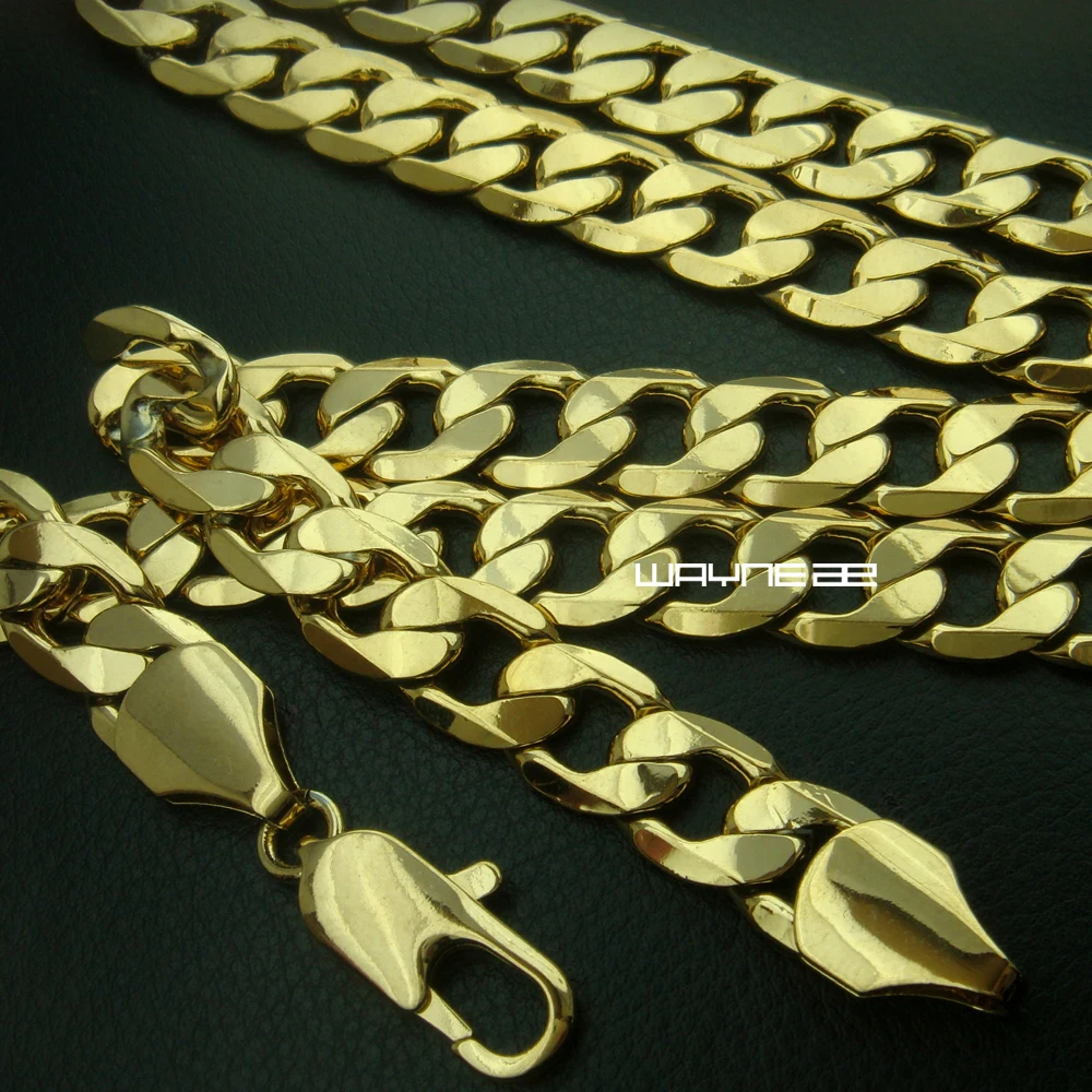 

9.5mm band width Men gold color tone Necklace Chain 60cm Length N268