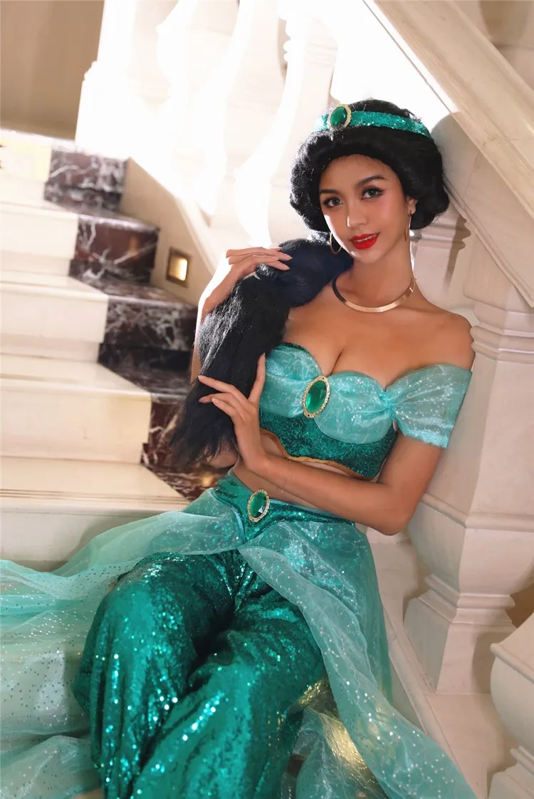 Anime Aladdin Cosplay Jasmine Dress Magic Lamp Princess Dress Jasmine Cosplay  Costume Girl Belly Dance Fancy Dress Halloween - AliExpress