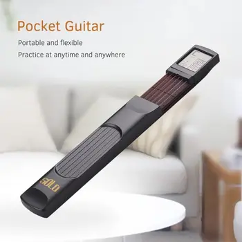 

Pocket Pocket Guitar Chord Practice Tool, Portable Guitar Neck for Trainer Beginner w/ a Rotatable Chords Chart Screen (Battery