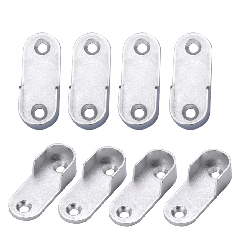 Myhomera 10pcs 16mm Zinc Alloy Oval Wardrobe Rail Bracket Hanging Rod