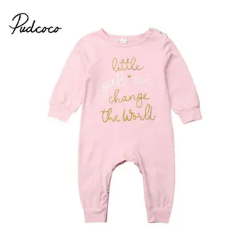 

Little Girls Can Change The World Winter Clothing Newborn Girl Rompers Long Sleeve Jumpsuit Outfit Clothes For Kids Baby Clothes