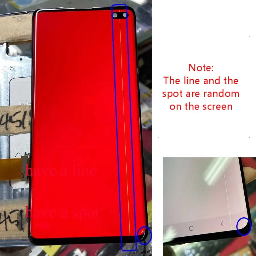 ЖК-дисплей для samsung S10+ ЖК-дисплей S10 Plus G975F ЖК-дисплей+ кодирующий преобразователь сенсорного экрана в сборе полоса линии и пятно случайный на экране