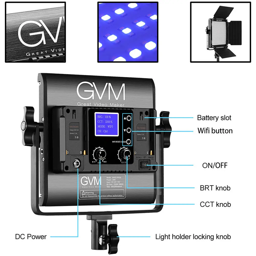 US $349.96 GVM Photography Lighting 800D RGB Studio Video LED Light 3 Sets Light Kit 168 Beads Lamp Panel With Folding Stand Wireless APP