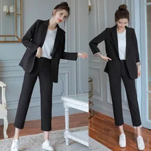 Женский комплект с курткой, осенний свободный костюм, шаровары, два предмета, темпераментная мода, тонкая однотонная дикая одежда