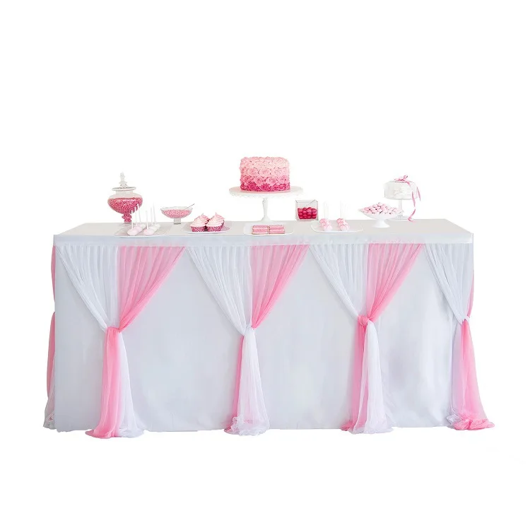 6/9/14ft Two Ways Tulle Table Skirt Tutu Skirts for Wedding Birthday Baby Shower Christmas Favors Party Decor Table Cloth
