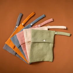 Sac à couches en gaze pour bébé, sac de rangement étanche réutilisable en coton pur avec poignée, fournitures portables d'extérieur pour maman, sac à couches Durable 