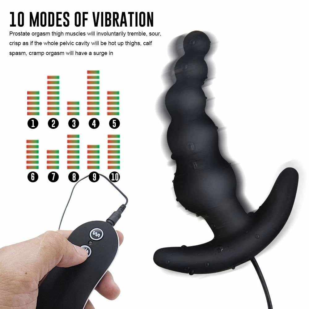 Tanie 10 częstotliwości wibrujący masażer do prostaty korek analny Dildo wibrator kulki analne sklep