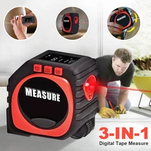 Cinta métrica Digital 3 en 1, cinta de medición más rápida y precisa, modo de cadena, multifunción, Nivel láser de línea