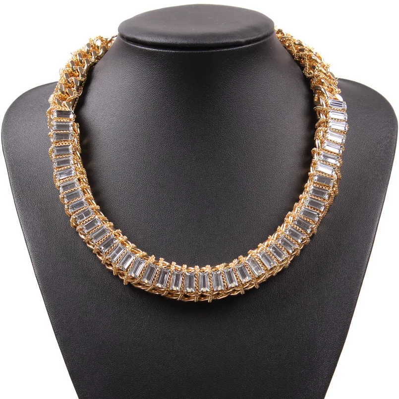 Китайский рынок Иу, модные ювелирные изделия, изысканное роскошное родиевое прозрачное массивное Кристальное ожерелье для красивых женщин