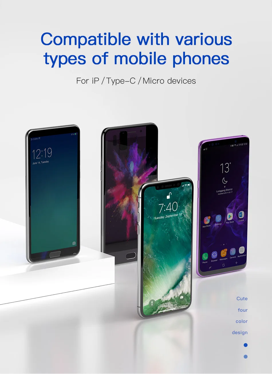Moucit 4 в 1 кабель type C для iPhone X xs max Кабель зарядного устройства USB кабель Micro USB для samsung Galaxy S9 S8 Plus для xiaomi huawei