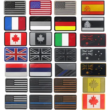 

United Kingdom France Germany Italy US Russia Czech Canada USA Spain PVC Flag Military Morale Patch Tactical Rubber Flags Badges