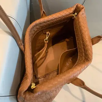 

Synthetic leather Weave Shoulder bags Large capacity Composite bags with Metal hinge