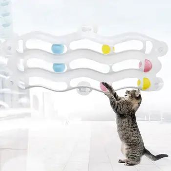 

Pet Cats Kitten Window Mounted Suction Cup Track Balls Play Interactive Toys
