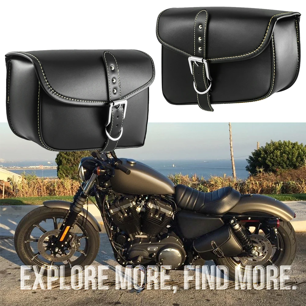 Areyourshop Motorcycle Saddlebags PU Leather Pouch Bag for Sportster XL 883 1200 