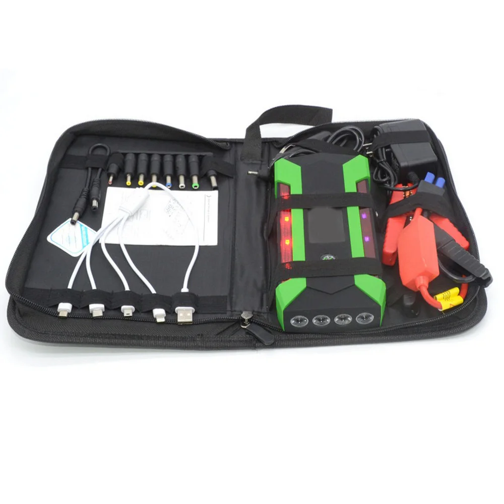 1set Car Jump Starter 12V 89800 mAh Car USB Auto Starting Device Vehicle Emergency Start Battery Power Bank Car Battery Splitter - Цвет: green with bag