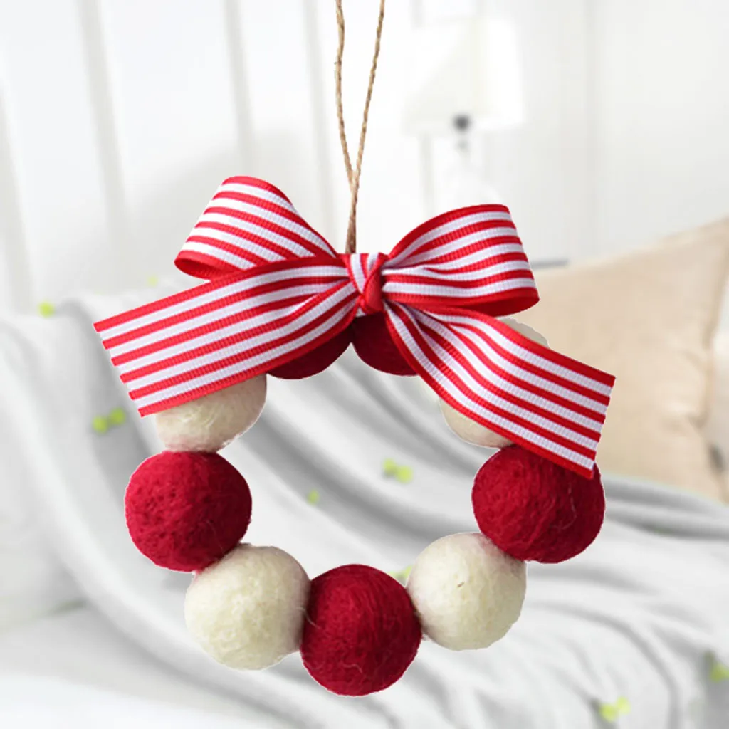 45# веселое Елочное украшение шарик из шерстяного войлока струна кулон Рождественский венок орнамент украшения для домашнего фестиваля