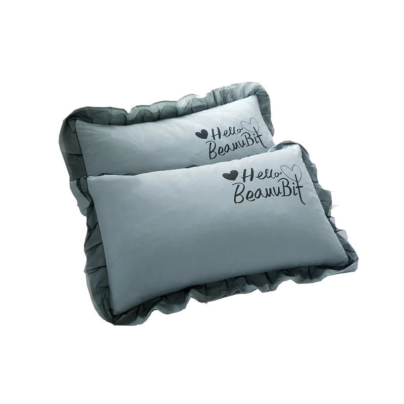 Pillowcase Single Double One-Pair Package Washed Cotton Summer Child Male Jacket Cute with Lace pillow cover | Дом и сад
