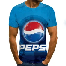 Pepsi рисунок 3D с коротким рукавом мужские футболки летняя футболка мужские повседневные Harajuku уличные дышащие футболки Азиатский код 6XL