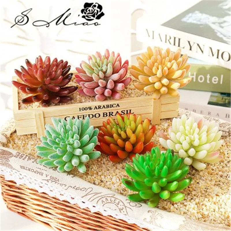 

Lovely Simulation Succulent Plastic Artificial Plant Potted Party Bonsai Craft Green Pink Balcony Table Decorations