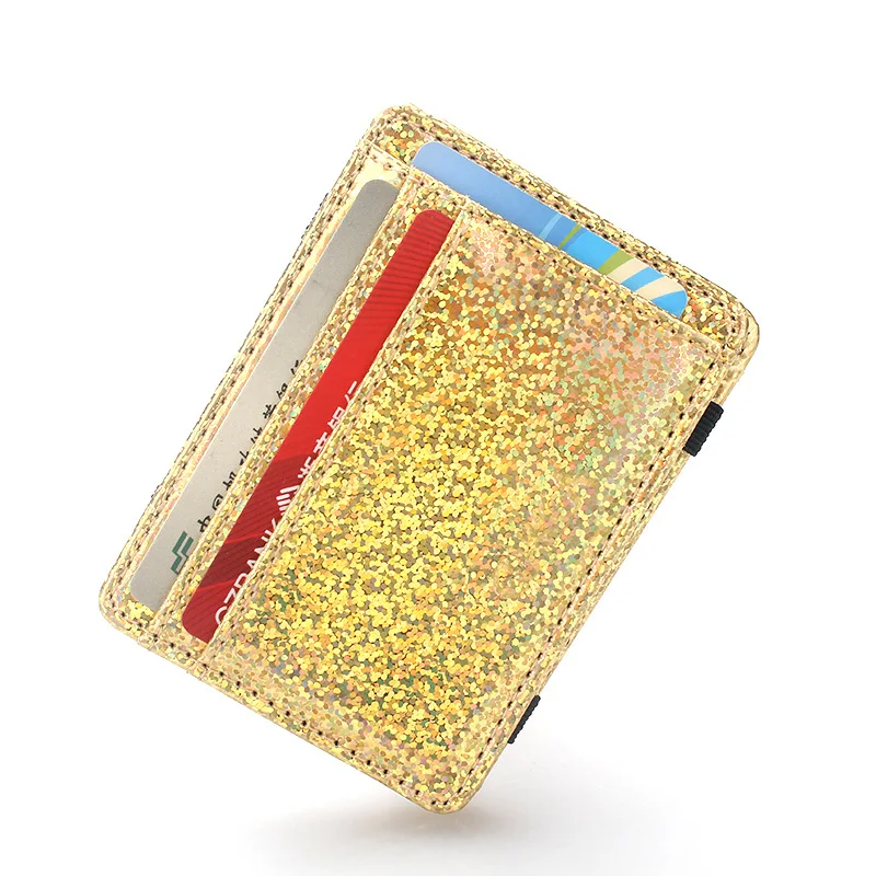 

New Style Patent Leather lei she pu Card Holder Ultra-Thin Document Bag US Dollar Wallet Multi-functional Magic Sequin Wallet