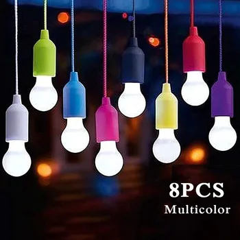 

Bulb String Lights 8pcs Portable Colorful LED Hanging Lamps Drawstring Light Tent Camping Bulb Retro Outdoor Lighting
