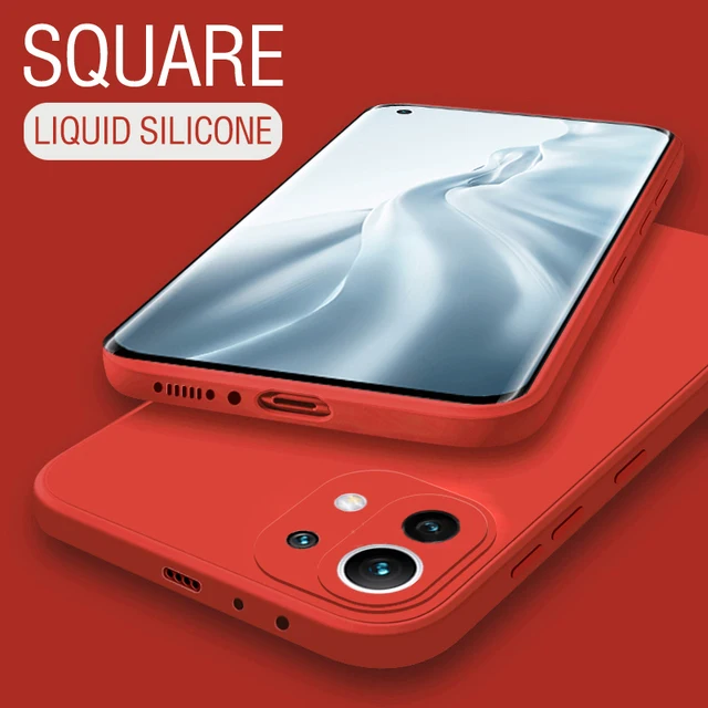 Square Liquid Silicone Case For Xiaomi Mi 8|Mi 9|Mi CC9|Mi 9SE|Mi 10|Mi 10T Lite|Mi 10 Pro|Mi 11|Coque Slim Matte Soft Cover Red