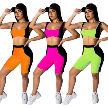 

Bodybuilding fashion waistcoat suspension belt leisure stitching suit suspension belt + slim shorts reflect the perfect figure