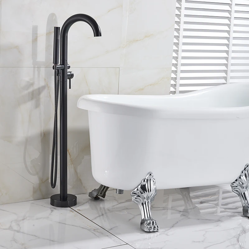 ORB Onyzpily Floor Stand Bathtub Faucet Mixer Single Handle Mixer Tap 360 Rotation Spout With ABS Handshower Bath Mixer Shower - Цвет: ORB