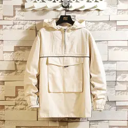 Японский стиль большой карман пальто корейской версии чистого цвета мужские свободные куртки повседневная свободная хлопковая с