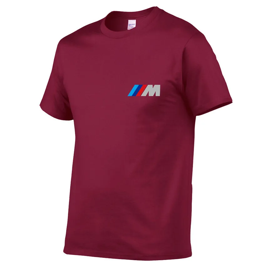 Модные брендовые мужские футболки с коротким рукавом с принтом M power Fun Классические Летние Стильные повседневные футболки спортивные топы - Цвет: Wine Red