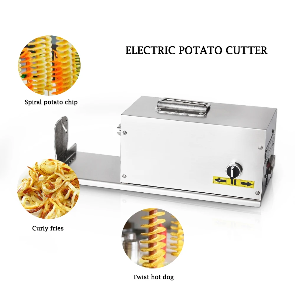 Electric Spiral Potato Machine W/ Counter Potato Stick Toronto French Fries Stainless Steel Automatic Food Processors Commercial