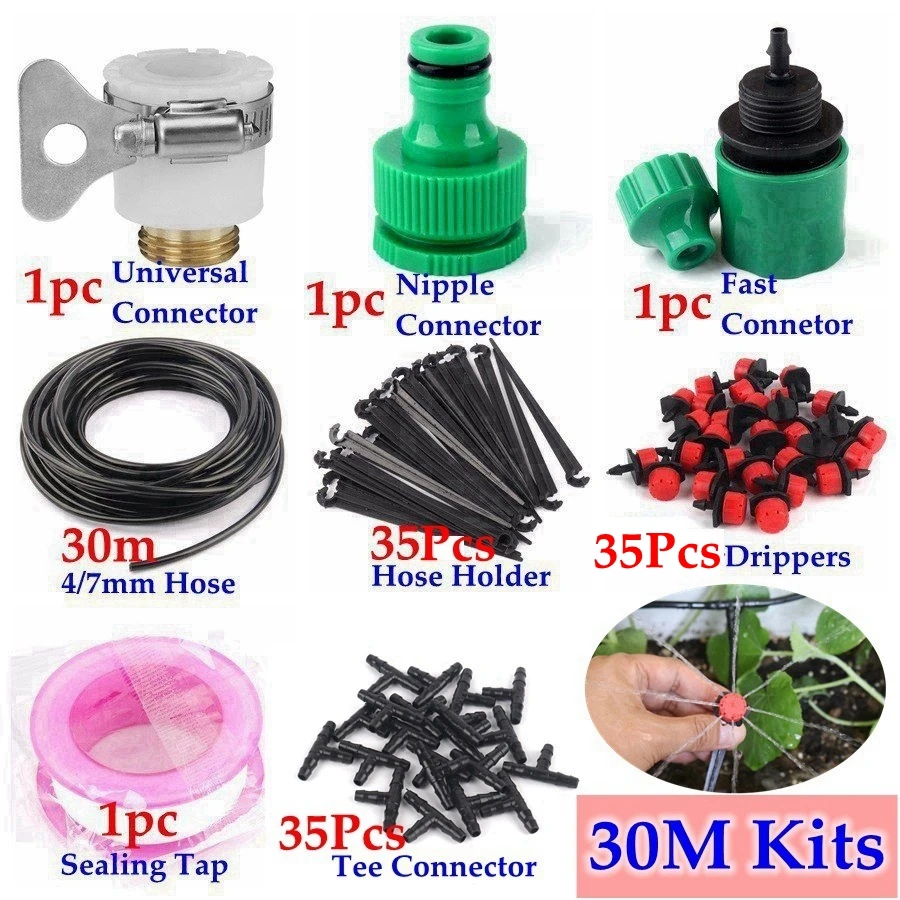 30m Kits NNW 40 м DIY система капельного орошения автоматическая система полива садовый шланг микро капельные садовые наборы для полива регулируемые капельницы - Цвет: 30m Kits