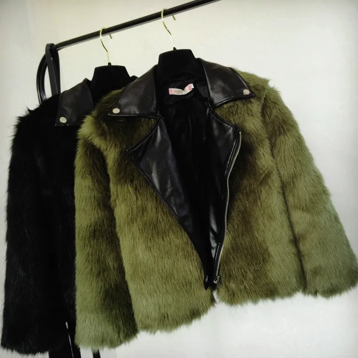 Neploe пальто из искусственной кожи с искусственным мехом в стиле пэтчворк, приталенная короткая куртка на молнии с длинным рукавом и круглым воротником, осенне-зимняя теплая верхняя одежда 56055