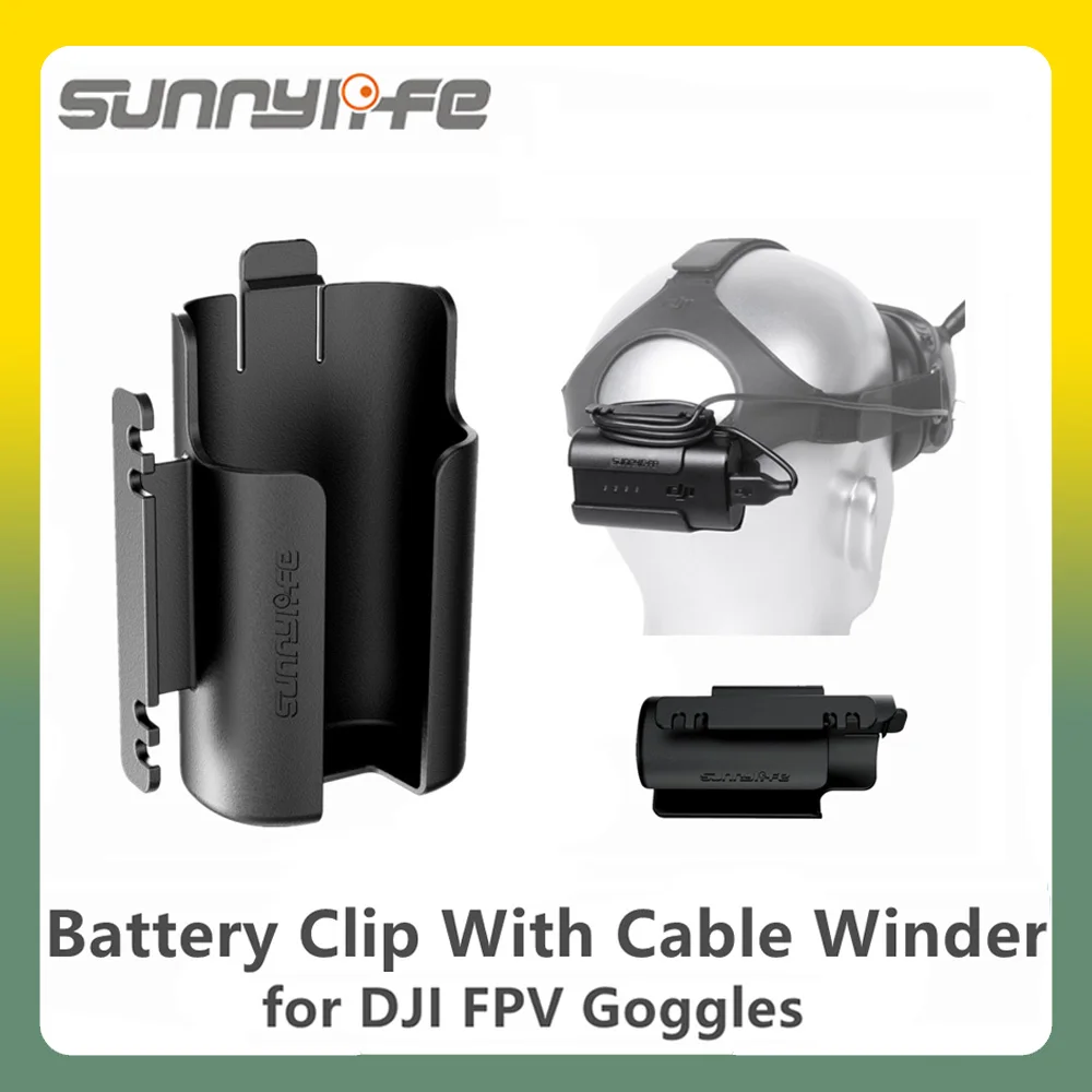 SUNNYLIFE DJI FPV Goggles V1 / V2 Battery Clip with Cable Winder Headband Battery Storage Case Back Clip Holder 1