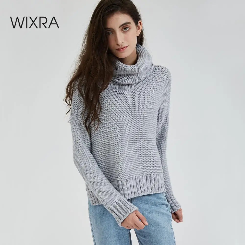 

Wixra Chunky Sweater Women Turtleneck Women's Knitted Sweaters Autumn Winter For Women Warm Pull Jumper Female