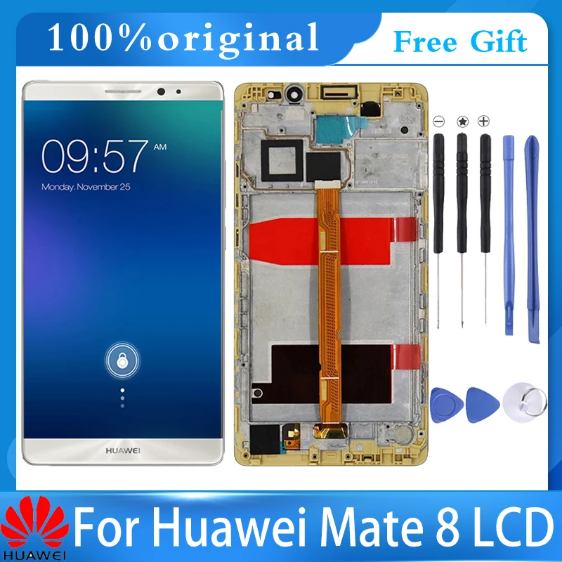 

ЖК-дисплей 6,0 дюйма для Huawei Mate 8, ЖК-дисплей, дисплей, цифровой преобразователь сенсорного экрана в сборе, Замена для HUAWEI Mate 8, детали для ЖК-дисплея